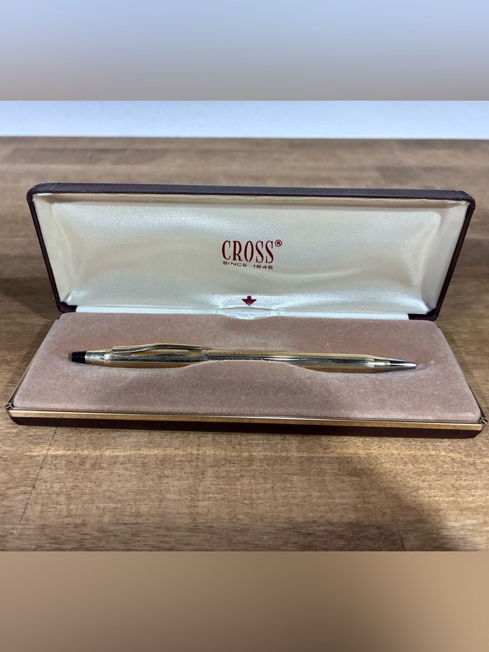 Vintage Cross 10K Gold Filled Ballpoint Pen Original Case Blue Ink